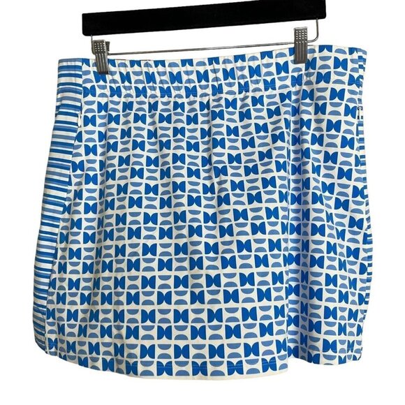 J. McLaughlin Catalina Cloth Skort Blue White Batik Geometric Skirt Size L - Picture 1 of 6